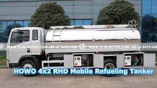 เรือบรรทุกน้ำมันเคลื่อนที่ HOWO 4x2 RHD พร้อมถังอลูมิเนียมอัลลอยด์มิเรอร์