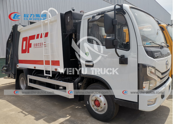 Dongfeng การกำจัดของเสีย 6cbm รถบดอัดขยะ ISO / CCC Q235 เหล็กกล้าคาร์บอนป้องกันการกัดกร่อนของเสียสุขาภิบาลส่ง
